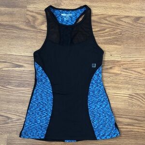 Express EXP Core Mesh Insert Racerback Tank Top Black Blue size XS